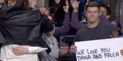 Colin Jost Holds Sign for Dana Carvey & Wife Paula Live on TV During 'SNL' Ending Following the Death of Their Son Dex - www.justjared.com
