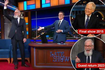 David Letterman stops by ‘Late Show’ stage for the first time since 2015 — and makes a request - nypost.com - Indiana - county Colbert