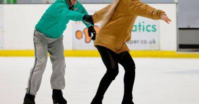 ITV Dancing on Ice stars seen training as one contestant struggles and has to wear helmet - www.ok.co.uk