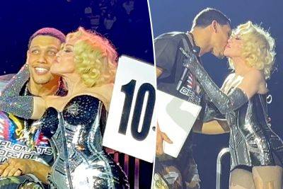 Love TKO: Madonna kisses boxer beau Josh Popper onstage at US tour kickoff in Brooklyn - nypost.com - London - New York - USA - city Brooklyn