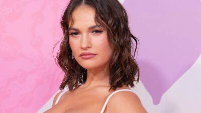 Lily James Keeps Her Bombshell Streak Going in a Sheer Corset Dress With an Exposed Bra—See Pic - www.glamour.com - Britain - London