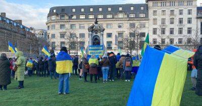 More than 1,000 turn out in solidarity with Ukraine on invasion anniversary - www.manchestereveningnews.co.uk - Britain - Centre - Ukraine - Russia - Hong Kong - city Manchester, county Centre - Azerbaijan