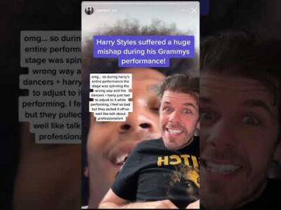 Harry Styles Suffered A Huge Mishap During His Grammys Performance! - perezhilton.com