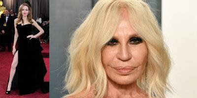 Donatella Versace Revisits Angelina Jolie's Oscars Dress with the Iconic Slit, Talks Its Legacy - www.justjared.com