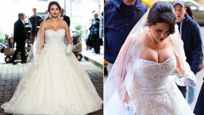 Selena Gomez spotted in wedding dress enjoying 'a regular day at work' after sharing relationship status - www.foxnews.com - New York