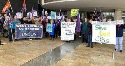 Protestors make their voices heard over 'privatisation' of West Lothian care homes - www.dailyrecord.co.uk - county Chambers - county Livingston