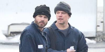 Matt Damon & Casey Affleck Make a Run For It on Set of Their New Movie 'The Instigators' - www.justjared.com - state Massachusets