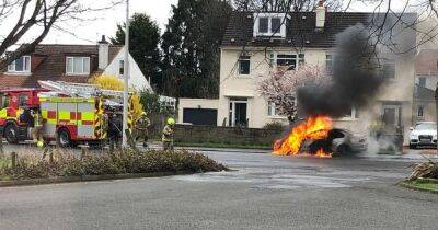 BMW bursts into flames outside Scots home as fire crews race to scene - www.dailyrecord.co.uk - Scotland - Beyond