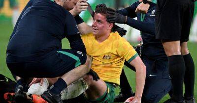 Cammy Devlin hailed for bravery by Australia boss as bloodied Hearts star plays on with stitches in nasty head injury - www.dailyrecord.co.uk - Australia - Ecuador