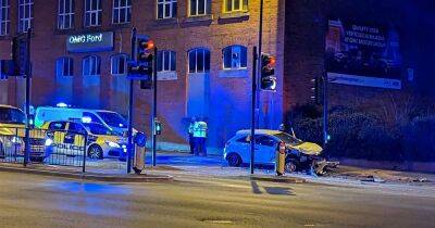 Car left wrecked in early hours crash with man taken to hospital - www.manchestereveningnews.co.uk - Manchester - county Oldham