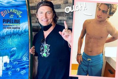 Matthew McConaughey Shows Son Levi’s Gnarly Back Wounds From Surfing! - perezhilton.com