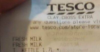 Dad has to double take Tesco receipt as bottle of own-brand milk costs more than his kettle - www.manchestereveningnews.co.uk - county Cross - county Clay