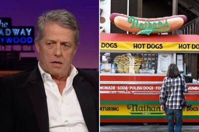 Hugh Grant says he ‘blew’ his ‘a– out’ eating hot dogs while filming rom-com - nypost.com - city Brooklyn - New York - county San Diego - county Bullock