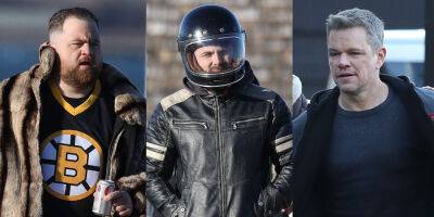 Paul Walter Hauser Wears A Faux Fur Coat On 'The Instigators' Set With Matt Damon & Casey Affleck - www.justjared.com - state Massachusets - Boston