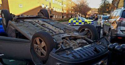 Car flipped onto roof in horror smash on busy Scots street as driver reported - www.dailyrecord.co.uk - Scotland - county Gordon - Beyond
