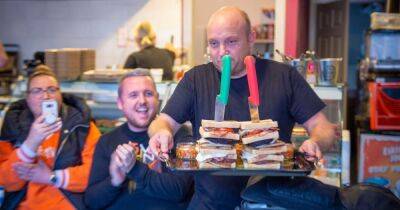 Ayrshire diner tackled by eating kings Randy Santel and Beard Meets Food on market as owners sell up - www.dailyrecord.co.uk - Scotland - city Kilmarnock - city Sandwich