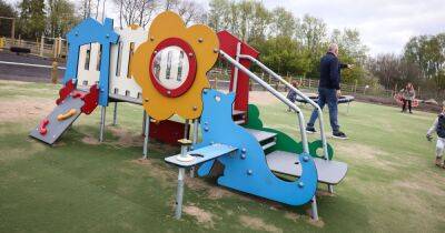 Swing missing and frames graffitied just hours after new play area opens - www.manchestereveningnews.co.uk - Manchester