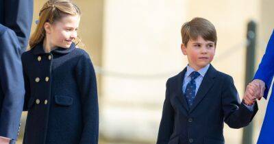 Princess Charlotte sweetly keeps an eye on brother Louis as he attends first Easter service - www.ok.co.uk - George - county Berkshire - city Windsor