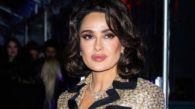 Salma Hayek Pinault Cosplayed Jackie O in a Sexy Gold Skirt Suit and Fresh Bob - www.glamour.com - New York