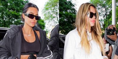Kim & Khloe Kardashian Perfectly Complement Each Other in Black & White Outfits in NYC - www.justjared.com - New York - Chicago