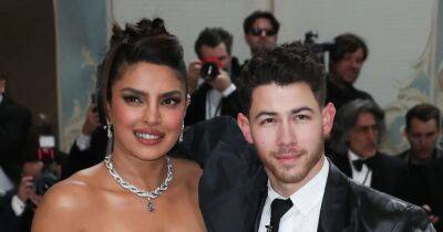 Priyanka Chopra and Nick Jonas Only Have Eyes for Each Other in Matching Black and White Looks at the 2023 Met Gala - www.usmagazine.com - India - county Fallon - New Jersey