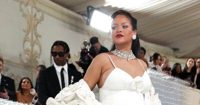 Pregnant Rihanna Blossoms in Rose-Covered Gown as She and ASAP Rocky Close Out 2023 Met Gala Red Carpet - www.usmagazine.com - China - New York