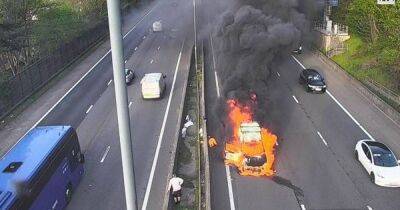 Major UK motorway blocked after car bursts into flames during rush hour - www.dailyrecord.co.uk - Britain - Scotland - county Major - Beyond