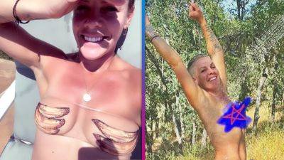 Pink Embraces Being an 'Embarrassing Mom' in Sheer Banana Bikini Top and Nude Shower Pic - www.etonline.com