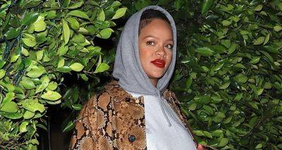 Rihanna Pairs Snakeskin-Print Coat with Hoodie for Night Out in Santa Monica - www.justjared.com - Santa Monica