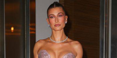 Hailey Bieber Wows in Very Short, Extremely Sparkly & Extravagantly Pink Dress - www.justjared.com - New York