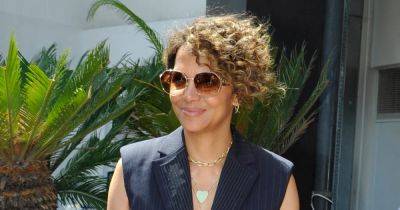 Halle Berry Wears a Pinstripe Vest as a Top — Get the Look for $26 - www.usmagazine.com - France