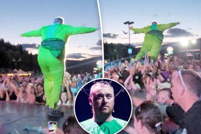 Sam Smith slammed after hoax video of embarrassing stage dive - nypost.com - Britain - Seattle - state Oregon