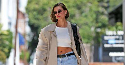 Hailey Bieber Steps Out in the Perfect Mid-Length Denim Shorts — Get the Look - www.usmagazine.com - Los Angeles
