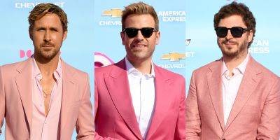 Ryan Gosling, Michael Cera & Scott Evans All Wear Pink Suits To 'Barbie' Premiere in LA - www.justjared.com - Los Angeles