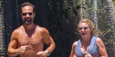 Chris Diamantopoulos Goes Shirtless While Jogging With Wife Becki Newton - www.justjared.com - county Newton