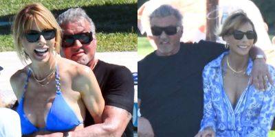 Sylvester Stallone & Wife Jennifer Flavin Cool Down in a Pool in Porto Cervo - www.justjared.com - Los Angeles - Italy