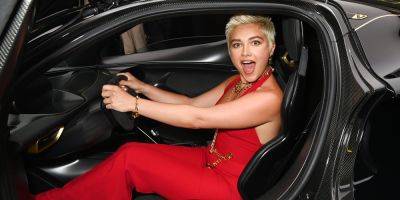 Florence Pugh Goes Fierce In Red Jumpsuit For Lotus Cars Launch in London - www.justjared.com - London
