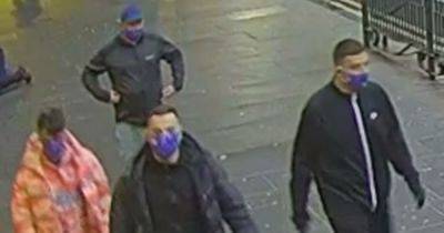 CCTV of four men wearing blue face masks released after serious assault in Glasgow - www.dailyrecord.co.uk - Scotland - Beyond
