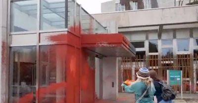 Eco-protestors spray Scottish Parliament building with red paint - www.dailyrecord.co.uk - Britain - Scotland