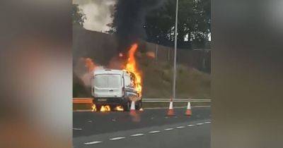 Thick smoke billows above M6 as van becomes engulfed in flames - www.manchestereveningnews.co.uk - Manchester