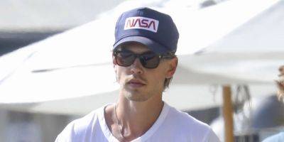 Austin Butler Picks Up Flowers During a Day Out in Malibu - www.justjared.com - county Butler - Adidas