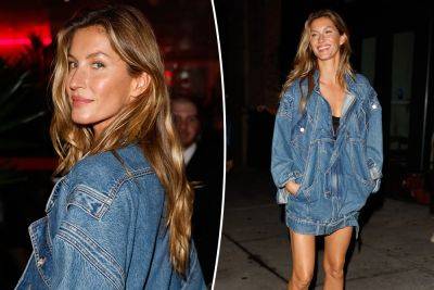 Gisele Bündchen ditches pants for all-denim look at NYFW party - nypost.com - Brazil - New York