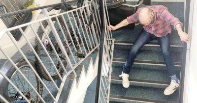 Disabled Scots man forced to drag himself down stairs after lift breaks down - www.dailyrecord.co.uk - Scotland - Beyond