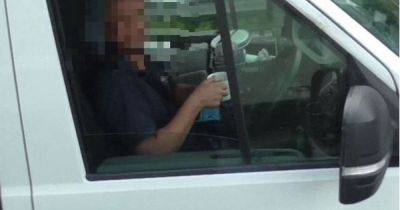 Driver caught sipping mug of tea and taking both hands off the wheel on the M6 - www.manchestereveningnews.co.uk - county Cheshire