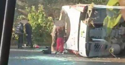 School kids hurt after coach overturns during horror M53 motorway smash - www.dailyrecord.co.uk
