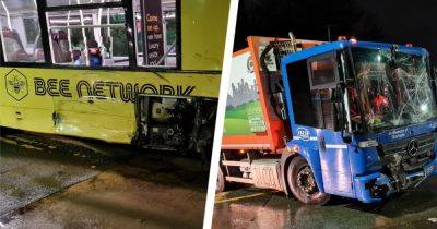 Multiple people hurt as smash between bus and bin lorry shuts road - www.manchestereveningnews.co.uk - Manchester