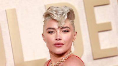 Of Course Florence Pugh Wore a Faux-Hawk and See-Through Gown to the 2024 Golden Globes - www.glamour.com