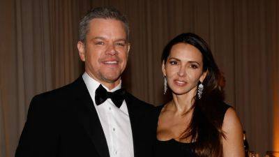 Luciana Barroso Hit the Town With Husband Matt Damon in a Sexy High-Slit Bustier Gown - www.glamour.com