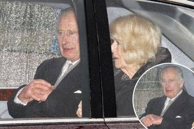 King Charles smiles as he returns to London for cancer treatment with Queen Camilla by his side - nypost.com - Britain - city Sandringham - parish St. Mary