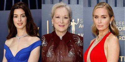 Anne Hathaway (in Cerulean), Meryl Streep & Emily Blunt Pose at SAG Awards 2024 Before 'Devil Wears Prada' Reunion - www.justjared.com - Los Angeles